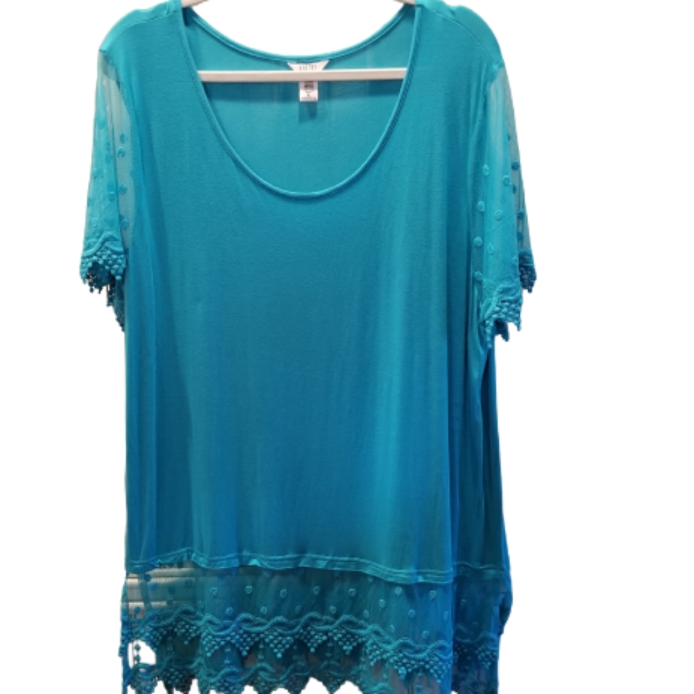 Kaktus Teal Lace Tunic Size XL